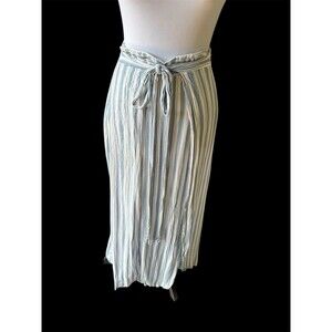 Keliki Hawaii Wrap Skirt Swim Coverup Tie Front Preppy Blue Stripe Maxi Sz M